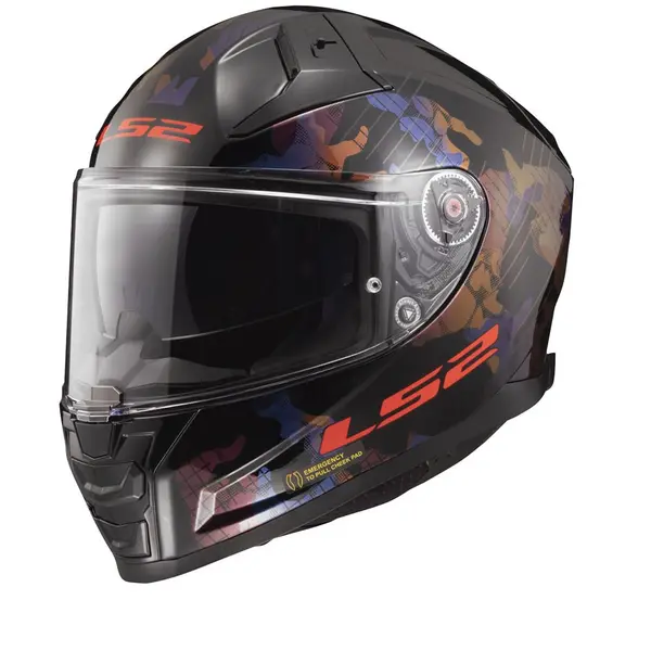 Image of LS2 FF811 Vector II Kamo Glossy Black Blue-06 Full Face Helmet Size 2XL