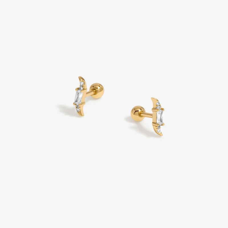 Image of Inicio Inicio Gold Plated Mini Crystal Wave Earrings - Gift Pouch Gold