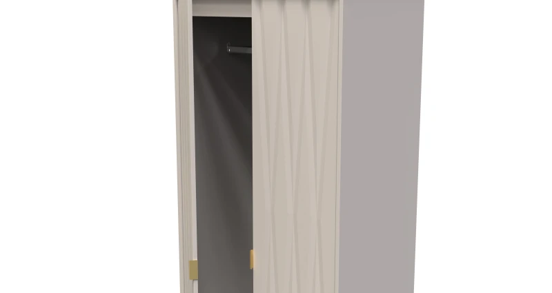 Image of Welcome Furniture Ready Assembled Diamond 2 Door 2 Drawer Wardrobe In Kashmir Matt, Cream DIF081KMK
