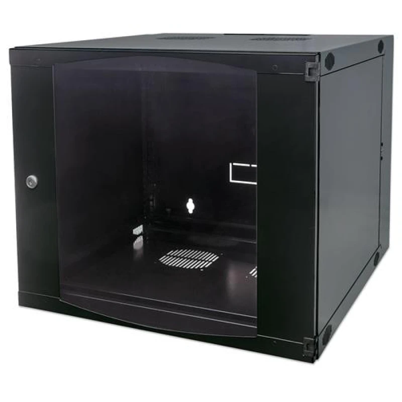 Image of Intellinet Intellinet 19" Network Cabinet - Wall Mount (Double Section Hinged Swing Out) 9U 600mm Deep Black Flatpack Max 30kg Swings out for acc