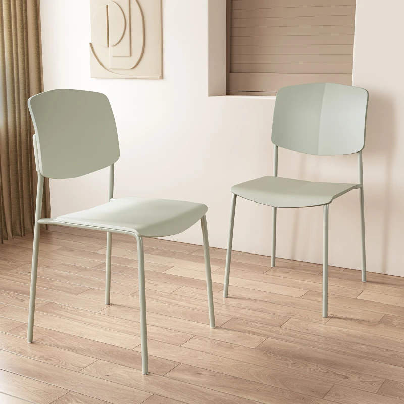 Image of Core Products Pair of Academy Stackable Plastic Kitchen Chairs with Contoured Seat in Green Size: 2 Pack Green Unisex 2 Pack