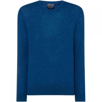 image of Howick Arlington V-Neck 100% Lambswool Jumper - Teal