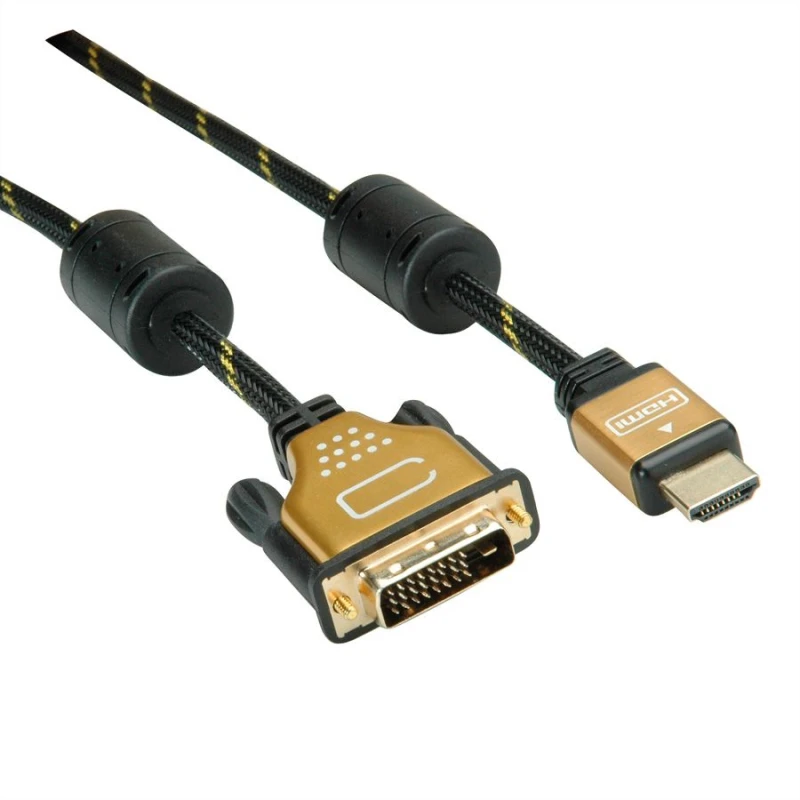 Image of ROLINE 11.04.5892 video cable adapter 3m HDMI DVI Black. Gold