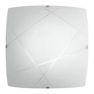 image of ALEXIA LED Patterned Glass Flush Ceiling Light White 1820lm 4000K 40x40x9.5cm