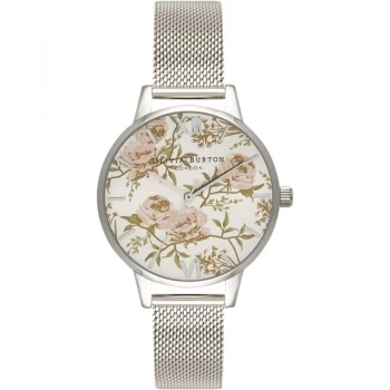 Image of Parlour Floral Silver Mesh Watch