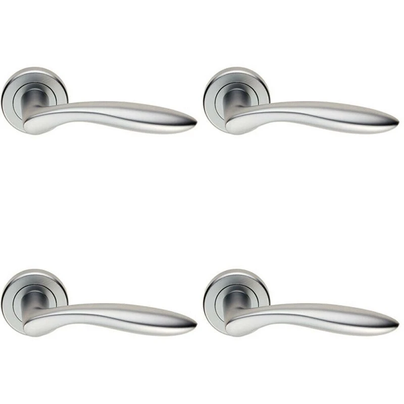 Image of Loops 4x PAIR Smooth Ergonomic Handle on Round Rose Concealed Fix Satin Chrome Multi