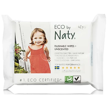 image of ECO by Naty Wipes - Flushable Wipes Unscented