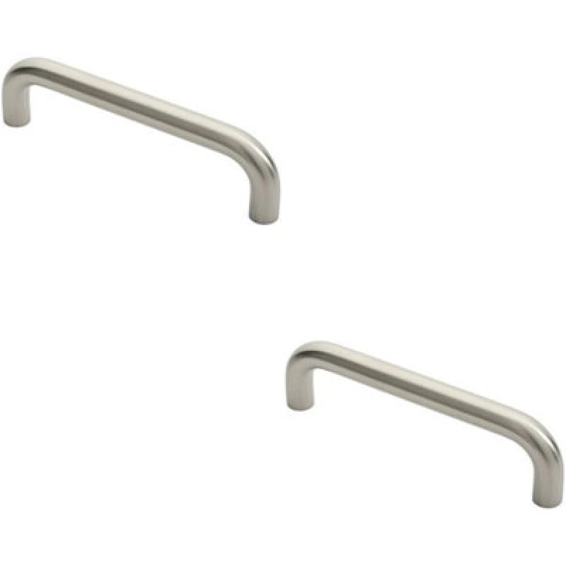 Image of Loops 2x Round D Bar Pull Handle 22mm Dia 225mm Fixing Centres Satin Stainless Steel Metallics unisex