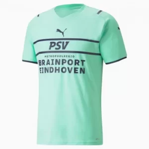 Image of PUMA Psv Third Replica Mens Jersey 21/22, Green Glimmer/Astral Aura, size Small, Clothing
