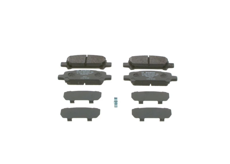 Image of Bosch 0 986 494 445 Brake pad set with acoustic wear warning, with anti-squeak plate Low-Metallic Brake Pad Set,disc brake (402)