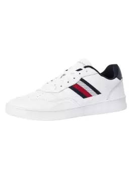 Image of Retro Court Cupsole Stripes Leather Trainers