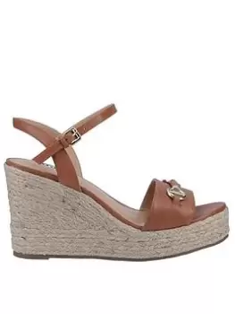 image of Dune London Kai Leather Flat Sandals - Tan Leather, Brown, Size 5, Women