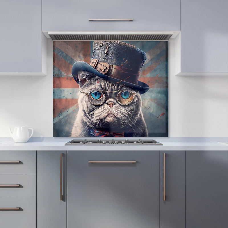 Image of Warren Reed - Designer British Shorthair Cat Kitchen Splashback Size: 600mm x 750mm Multicolor Unisex 600mm x 750mm