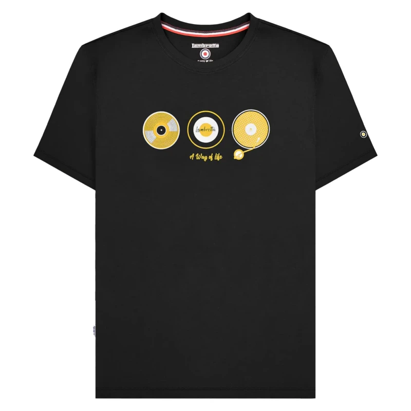 Image of Lambretta Lambretta Men A Way Of Life Vinyl Rrd T-Shirt in Black Size: Medium Black M Male 5063703663540