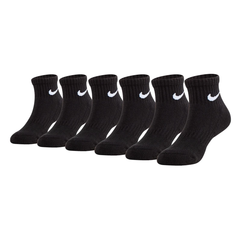 Image of Nike Swoosh Performance Quarter Sock 6 Pack Childrens - Black C8 - C13