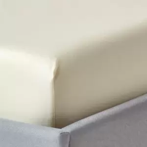 Image of HOMESCAPES Cream Organic Cotton Deep Fitted Sheet 18" 400 Thread Count, Super King - Cream - Cream