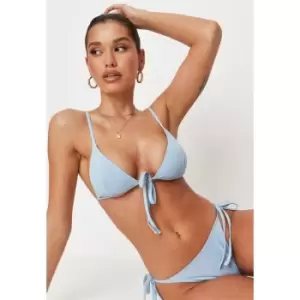 image of Missguided Triangle Bikini Top - Blue