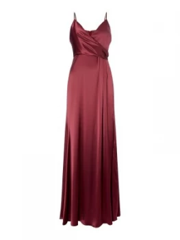 Image of Jill Jill Stuart V neck satin dress Red