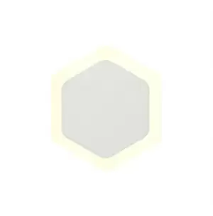 Image of Magnetic Base Wall Lamp, 12W LED 3000K 498lm, 15, 19cm Vertical Hexagonal Centre, Sand White, Acrylic Frosted Diffuser