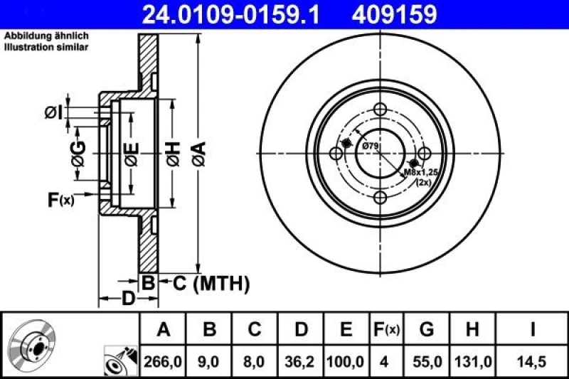 Image of ATE 24.0109-0159.1 Brake disc solid, Coated Brake Disc (82)
