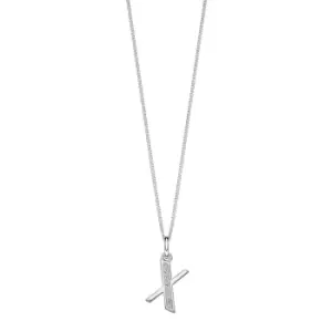 Image of Sterling Silver Art Deco Initial 'X' Pendant with Cubic Zirconia Stone Detail