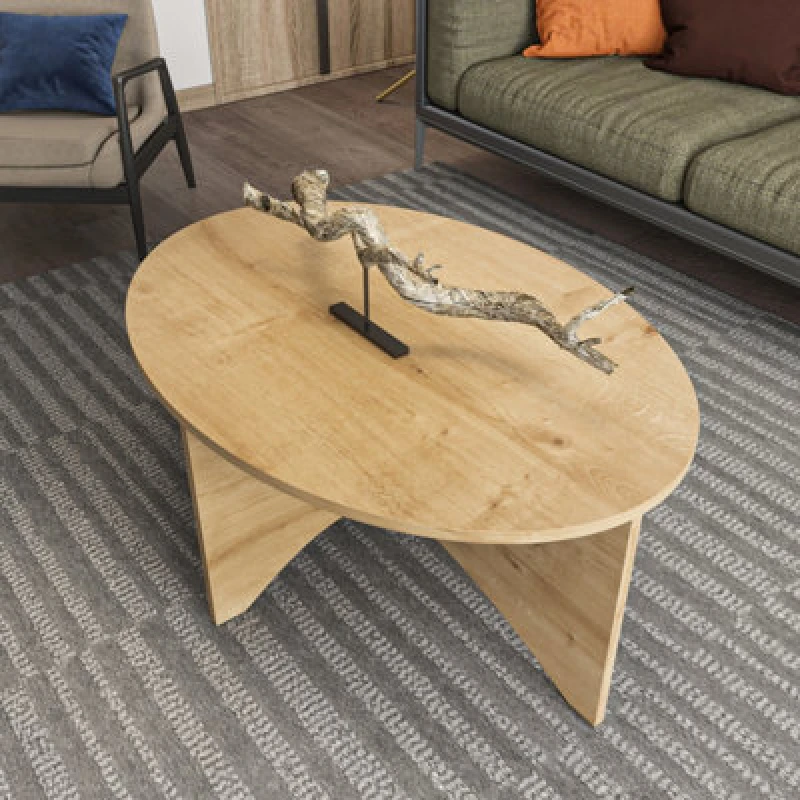 Image of Decorotika Solo 100 Cm Oval Coffee Table Sapphire Oak