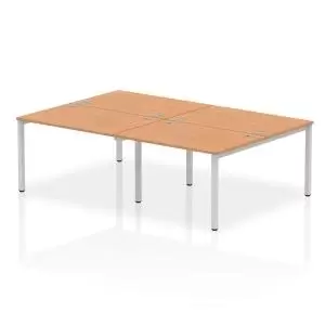 image of Impulse Bench B2B 4 Person 1200 Silver Frame Office Bench Desk Oak