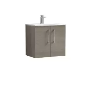 image of Nuie Arno 600mm Wall Hung 2 Door Vanity & Basin 2 Solace Oak