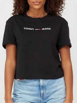 Image of Tommy Jeans Modern Linear Logo Tee - Black