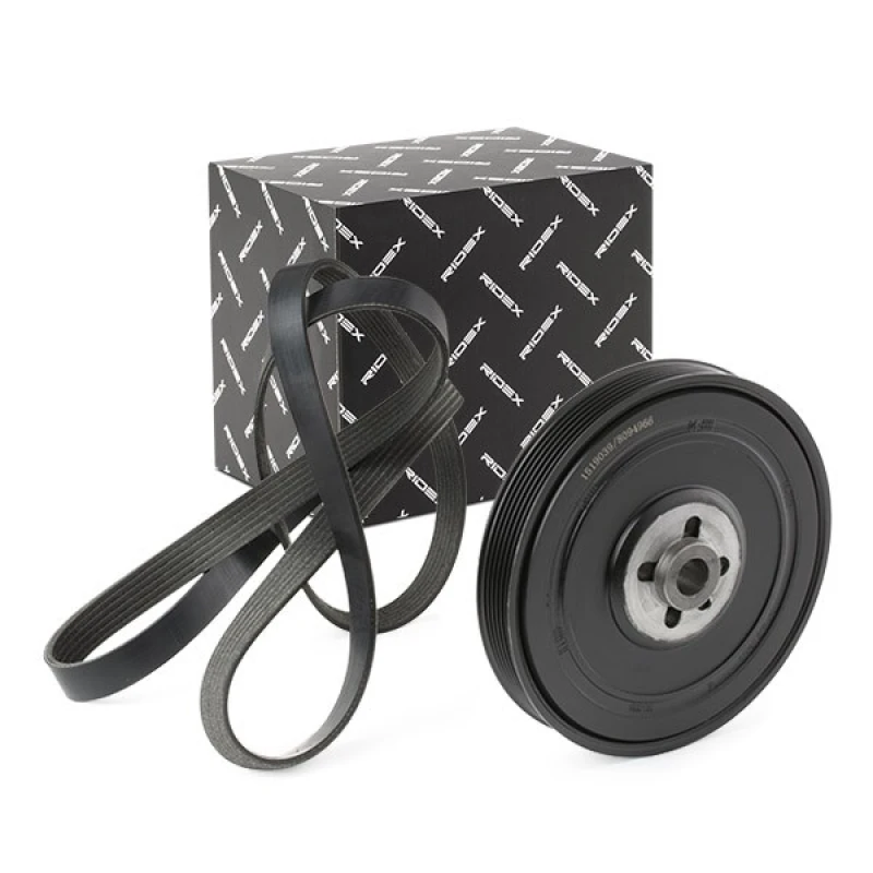 Image of RIDEX 542R0674 V-ribbed belt set Pulleys: with crankshaft pulley V-Ribbed Belt Set (542)