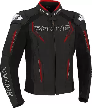 Image of Bering Sprint-R Motorcycle Leather Jacket, black-red, Size 2XL, black-red, Size 2XL