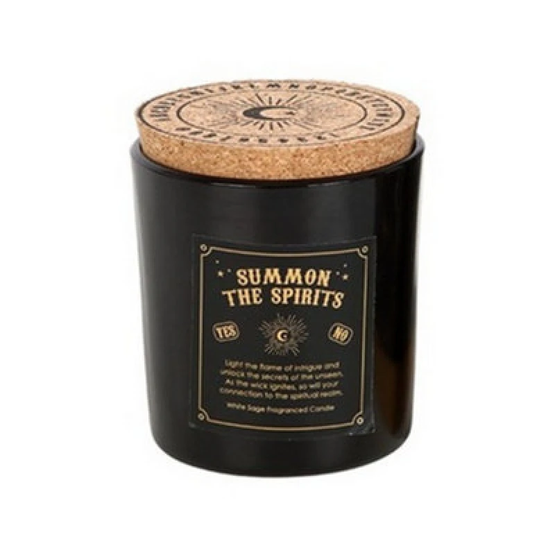 Image of Something Different Something Different Summon The Spirits White Sage Talking Board Scented Candle in Jet Black Jet Black One Size Unisex 506370342776