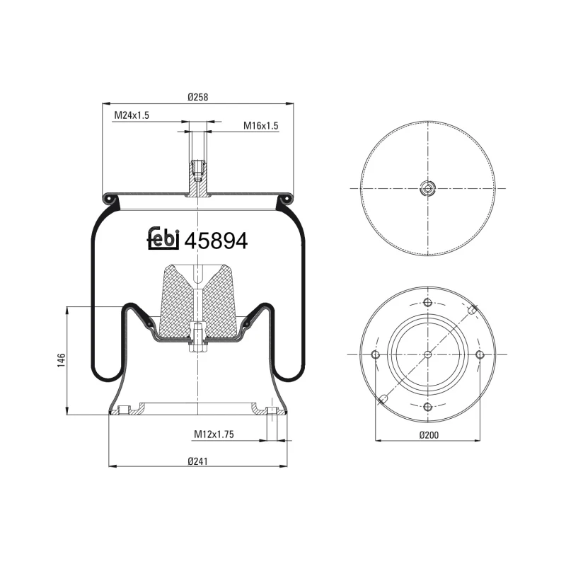 Image of FEBI BILSTEIN 45894 Boot, air suspension steered trailing axle Boot,air suspension (324)