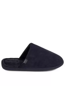 image of TOTES Mens Airtex Suedette Mule Slippers with 360 Comfort & PillowStep - Navy, Size 11, Men