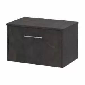 Hudson Reed Juno Wall Hung 1-Drawer Vanity Unit with Worktop 600mm Wide - Metallic Slate