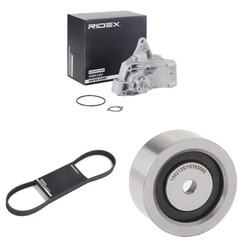Image of RIDEX 4172P0062 Water Pump + V-Ribbed Belt Kit Water Pump + V-Ribbed Belt Kit (4172)