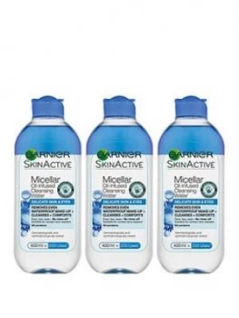 Image of Garnier Micellar Oil Infused Cleansing Water Delicate Skin And Eyes 400Ml 3 Pack
