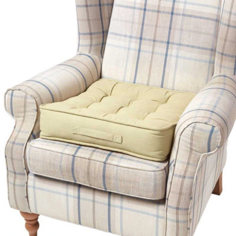 Image of Homescapes Cotton Armchair Booster Cushion Light Green