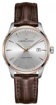 Image of Hamilton Mens Jazzmaster Brown Leather Strap Silver Dial Watch
