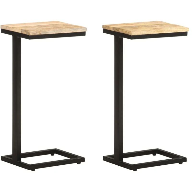 Image of VIDAXL Side Tables 2 pcs 31.5x24.5x64.5cm Rough Mango Wood Vidaxl 8720286067475