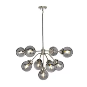 Image of 9 Bulb Chandelier LIght Highly Polished Nickel LED E14 8W LED