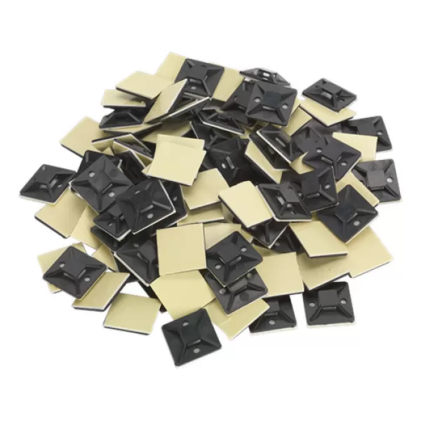 Image of Sealey CTM3030B Self-Adhesive Cable Tie Mount 30 x 30mm Black Pack of 100