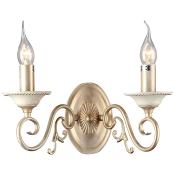 image of Maytoni Lighting - Perla Wall Candle Lamp Cream with Gold, 2 Light, E14