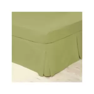 Image of Easycare Polycotton Percale 200 Thread Count Box Pleat Platform Valance, Olive, King - Belledorm