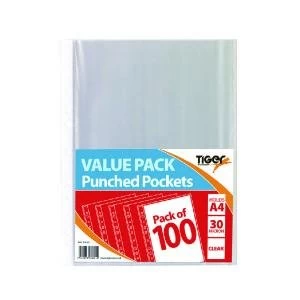 image of A4 Punched Pockets 30 Micron Pack of 1000 301601