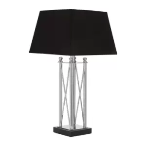 image of Square Granite and Silver Cross Detail Table Lamp