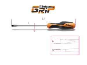 Image of Beta Tools 1260 Beta GRIP Slotted / Flat Head Screwdriver Non-Slip 3.5 x 75mm