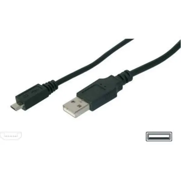 Image of Digitus USB cable USB 2.0 USB-A plug, USB Micro-B plug 1m Black AK-300127-010-S AK-300127-010-S