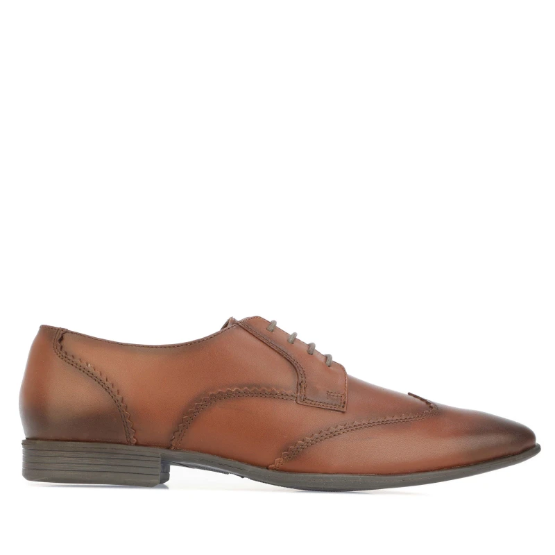 Image of Lambretta Blair Leather Wing Tip Shoes Tan male UK 10