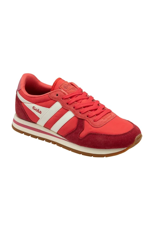 Image of Gola Classics Womens Daytona Chute' Nylon Lace-Up Trainers in Coral Size: 4 Coral Female 4
